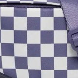 Checkered Nylon Fanny Pack Sling Bags Purple White