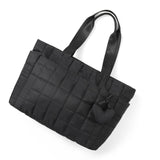 Emilia Tote Bag Quilted Puffer with Heart Bag Charm Black