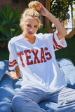 Texas Print V-Neck Football Tee White & Red