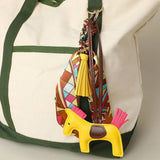 Vegan Leather Horse Tassel Scarf Keychain Bag Charm