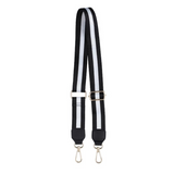 Preppy Stripe Adjustable Crossbody Bag Purse Guitar Strap Black White