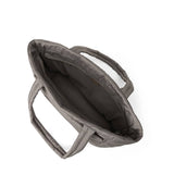 Aime Commuter Tote Quilted Puffer with Luggage Strap Carry Taupe Grey