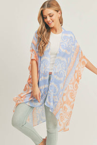 Boho Lightweight Abstract Striped Print Kimono Wrap