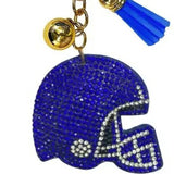 Bling Football Helmet Crystal Keychains Bag Charms Blue White