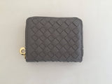 Mini Zip Around Card Woven Wallet Grey