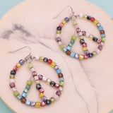 Living in Harmony Peace Sign Earrings | Rainbow Beaded Boho