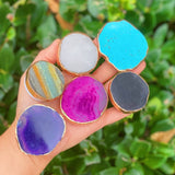 Golden Edge Natural Stone Phone Grip Green Druzy