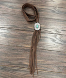 Boho Concho Turquoise Braided Suede Necklace – Extra-Long 51" Hand-Braided