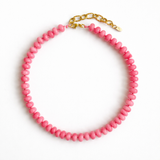 Pink Jade Natural Stone Beaded Necklace