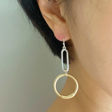 Two Tone Linked Shapes Drop Dangle Earrings