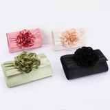 Satin Flower Party Clutch – Pink