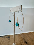 Western Turquoise Stone Hook Threader Star Earrings