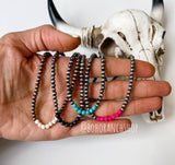 Western Navajo Bead Choker Necklace White Stone