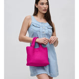 Sky's The Limit Woven Small Neoprene Crossbody Tote | Fuchsia