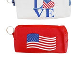 Red American Flag Vegan Leather On The Go Bag Pouch Keychain