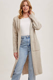 Longline Hoodie Drape Open Front Cardigan Coatigan Oatmeal