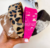 Genuine Cowhide Leather Headband | Leopard Print | One of a Kind