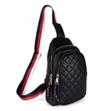 Vegan Leather Quilted Stripe Strap Sling bag