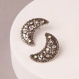 Western Star Patterned Crescent Moon Earrings | Iridescent