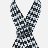 Black White Houndstooth Adjustable Crossbody Bag Purse Guitar Strap