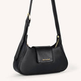 Graciela Petite Half-Moon Vegan Leather Shoulder Bag in Black