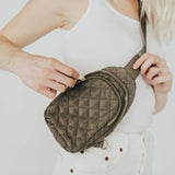 Pinelope Quilted Puffer Puffy Sling Bag Bum Bag Olive