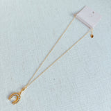 Paved Horseshoe Western Pendant Layering Necklace