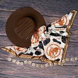 Cow Print Cowboy Silky Wild Rag | Black/Ivory/Rust