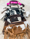 Western Hair-On Cowhide Fanny Pack | Brown & White Bum Bag