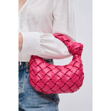 Nadia Woven Knotted Handle Purse Crossbody Bag Hot Pink