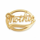 Retro Script "Mother" Brooch Pin – Gold Plated, Gift-Ready