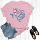 Western Texas Coquette Bow Graphic Tee – Light Pink