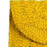 Eliza Rattan Woven Straw Clutch Yellow