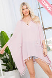 Lightweight Hooded Swimsuit Cover up with Tassels Mauve