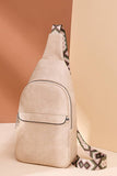 Guitar Strap Crossbody Sling Bag Vegan Leather Cream