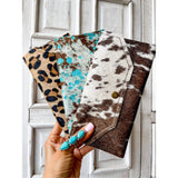 Western Cowhide Hair On Wallet Hot Pink Fuschia and Silver Specs