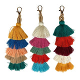 Green, Rust, Maroon, Ivory, Mustard Cascading Tassels Bag Charm