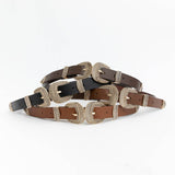 Double Buckle Vegan Leather Western Style Belt Black