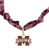 Mississippi State Bulldogs Bandana Scarf Necklace | Gold Logo Pendant