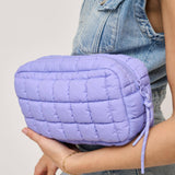 Cloud Nine Quilted Puffer Nylon Cosmetic Pouch in Denim