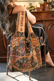 Courage Dear Heart Linen Tote Bag | Boho Sacred Heart Market Bag