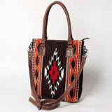 American Darling Saddle Blanket Tote - Handwoven Wool Leather Western Bag Black
