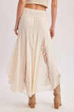 Boho Lace Maxi Skirt – Flowy Sheer Ecru