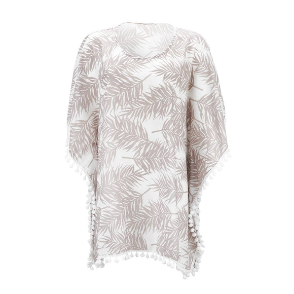 Coconut Palms Tropical Pom Pom Cover Up