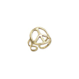 Gold Hammered Peace Sign Ring | Adjustable Boho Band | Handmade in India
