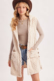 Bouclé Cable Knit Sherpa Hooded Vest | Ecru | S, M & L | V03298