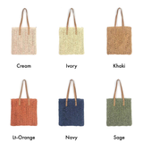 Handwoven Lightweight Woven Tote Paper Straw Navy Tan