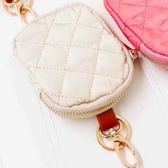 Gigi Quilted Nylon Clip On Pouch White