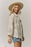 Butterfly Embroidered Sheer Gauze Blouse