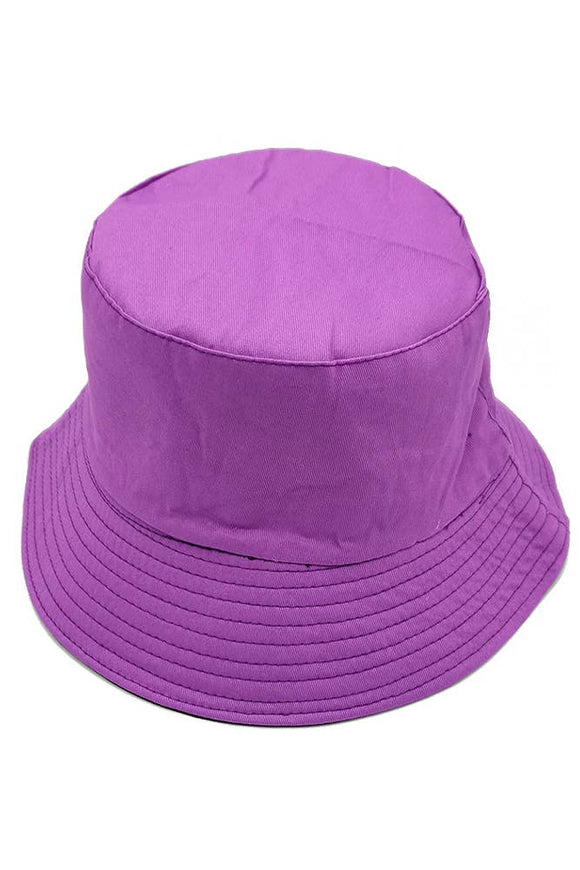 Solid Color Cotton Bucket Hat Purple